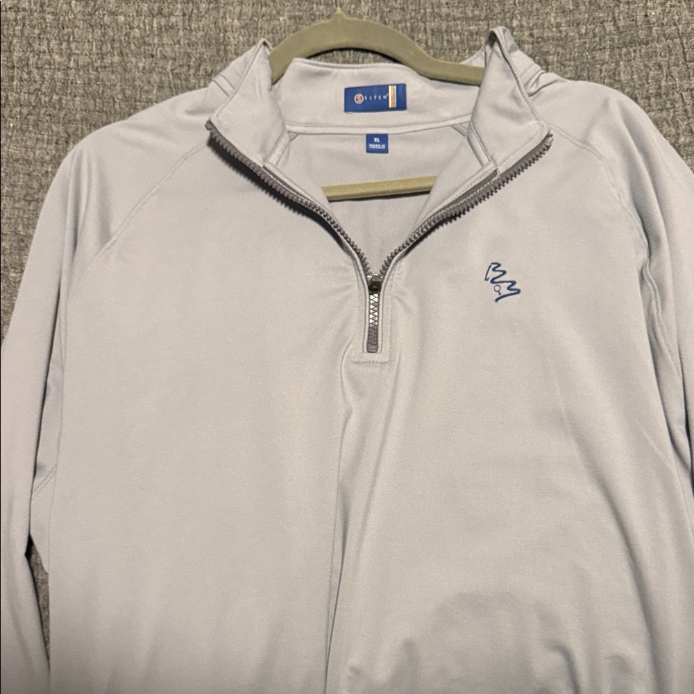 Stitch branded Light Gray Quarter-Zip Pullover with Blue Logo